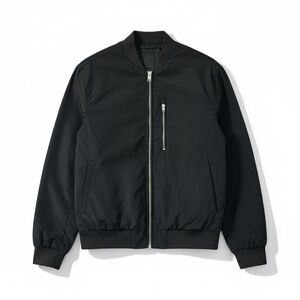 H&M Black Lightweight Zip-Up Bomber Jacket Size M Minimalist
